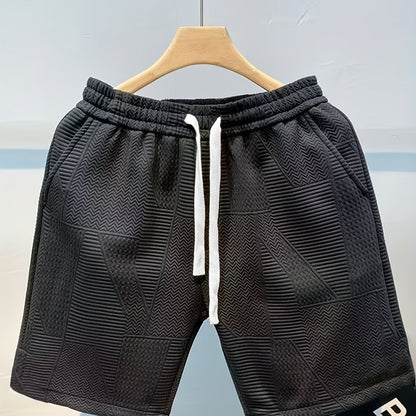 Herrshorts Avslappnad Stil Med Präglat Mönster För Fritid Och Träning