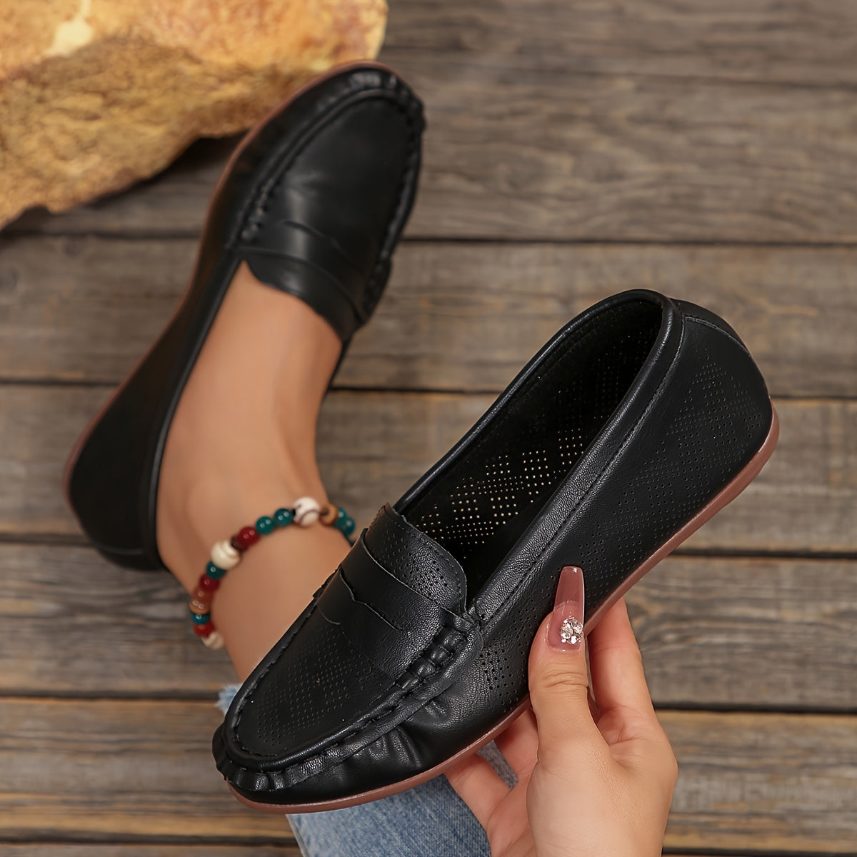Damloafers Klassisk Stil Flexibel Bekväm Vardags- och Kontorssko