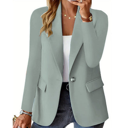 Melissa – Polyester Höst Långärmad Enfärgad Cardigan Liten Kostymjacka