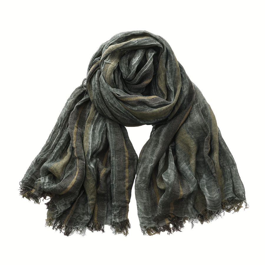 Randig scarf med fransar i mjukt material för unisex