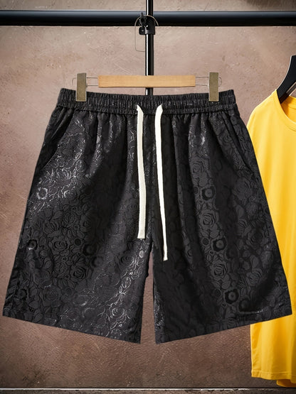 Herrshorts med jacquardmönster och blommig design – modern avslappnad stil