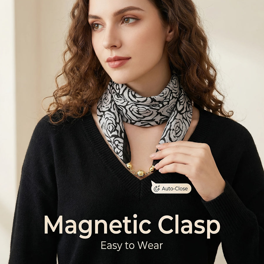 Women's Printed Scarf with Charm Pendant Ends