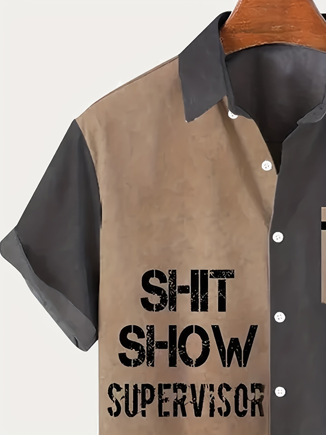 Herr Skjorta med Texttryck – Rolig Vintage Kortärmad "Shit Show Supervisor" Party Skjorta