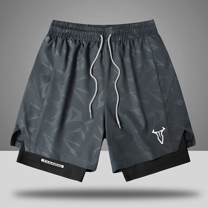 Herr Träningsshorts Sport Regular Fit med Fickor och Geometriskt Mönster