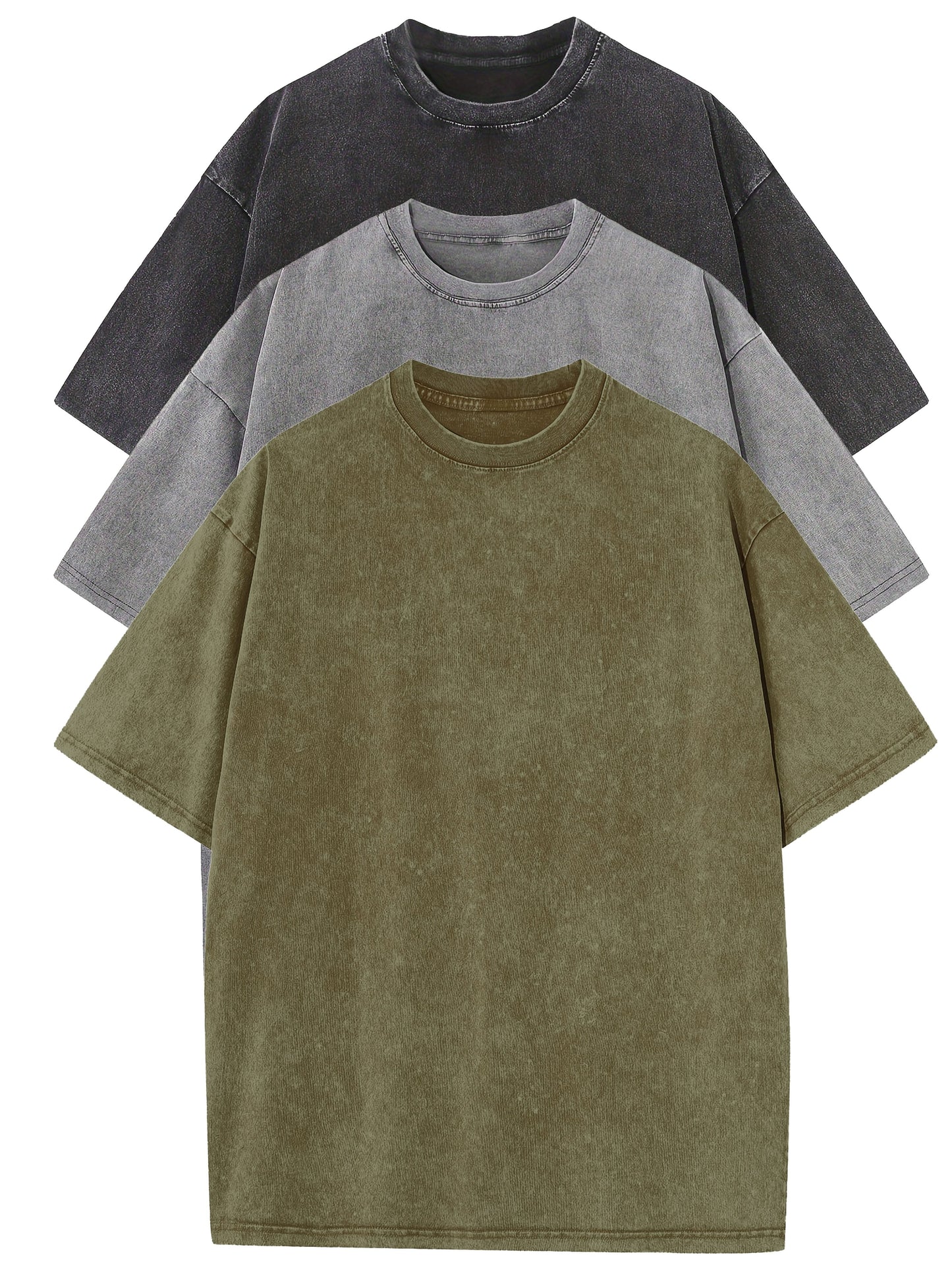 Herr T-shirt Oversize Vintage Look – Avslappnad Stil för Vardag och Fritid