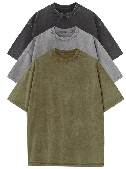 Herr T-shirt Oversize Vintage Look – Avslappnad Stil för Vardag och Fritid