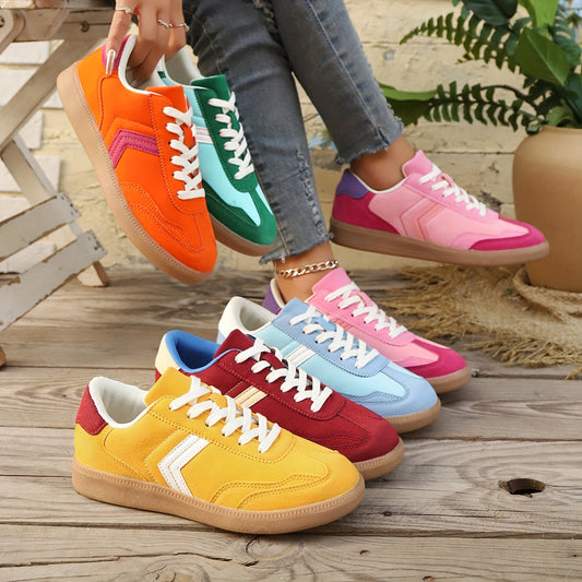 Dam Sneakers Retro Stil Färgblock Vardagsskor