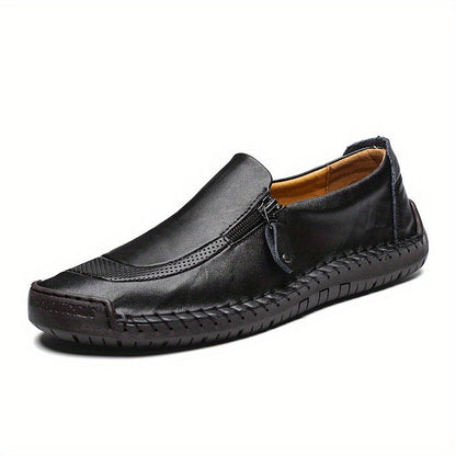 Herr loafers vintage stil slip-on med dragkedja – perfekta för fest och vardag