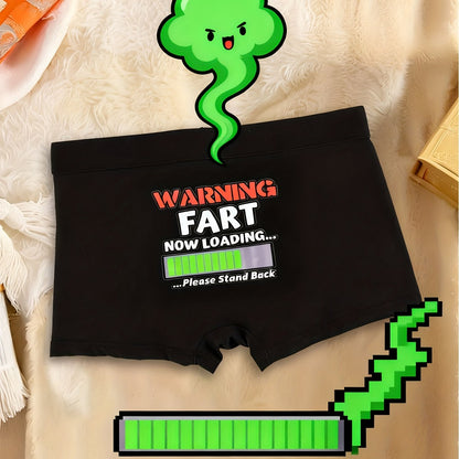 Herrboxershorts med skämtmotiv – "Warning: Fart Now Loading" – Roliga kalsonger för vardag och present