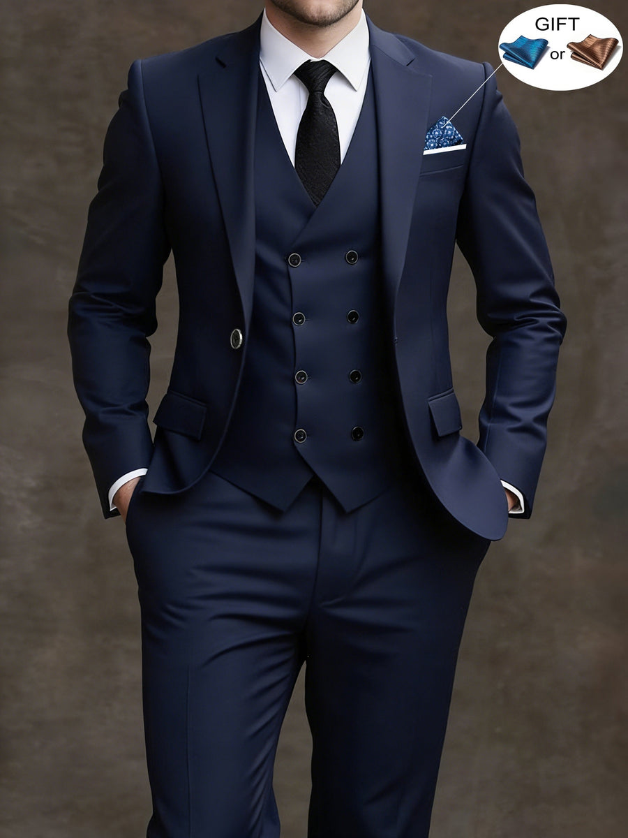 Men's 3-Piece Double-Breasted Slim Fit Suit