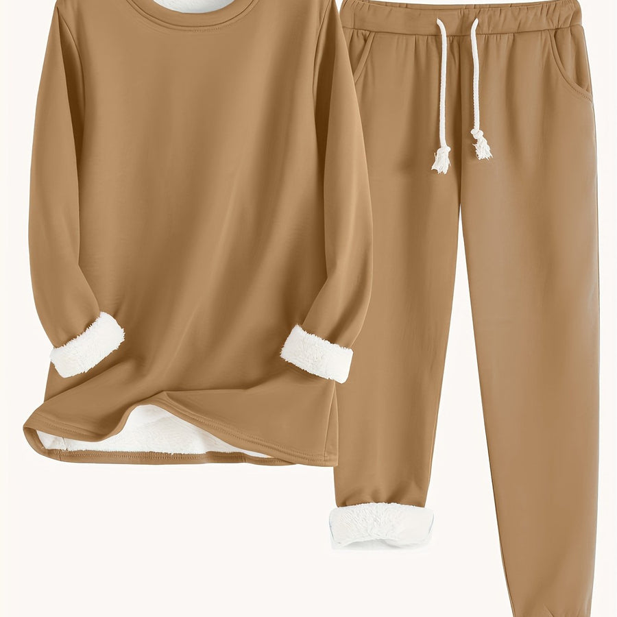 Women's Fleece-Lined Sweatshirt & Jogger Set