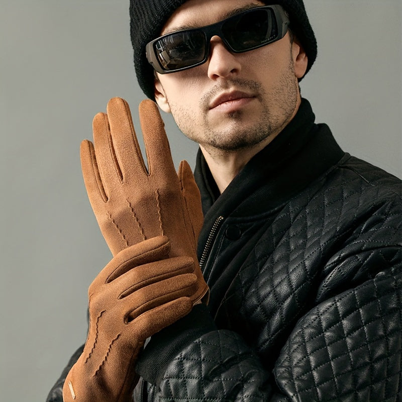 Unisex handskar i mjukt material med beröringsskärmsfingrar och prickmönster på handflatan