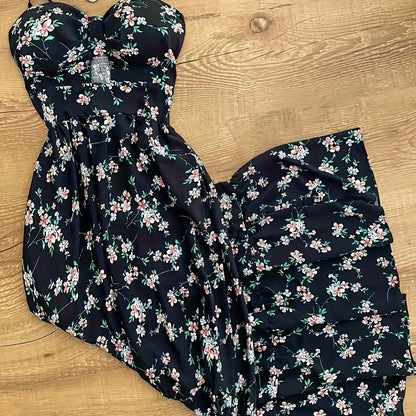 Dam Klänning Maxilång Prickig Elegant Sommarfest Vintage Stil