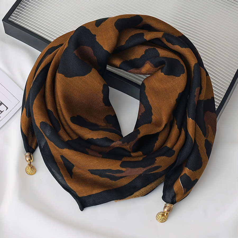 Women's Printed Scarf with Charm Pendant Ends