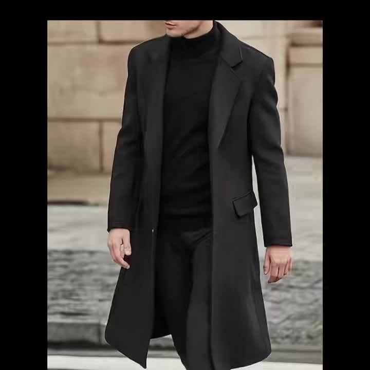 Herrkappa i lång modell med slag och knäppning