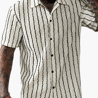 Herr Skjorta Kortärmad Randig Sommar Casual Weekendstil