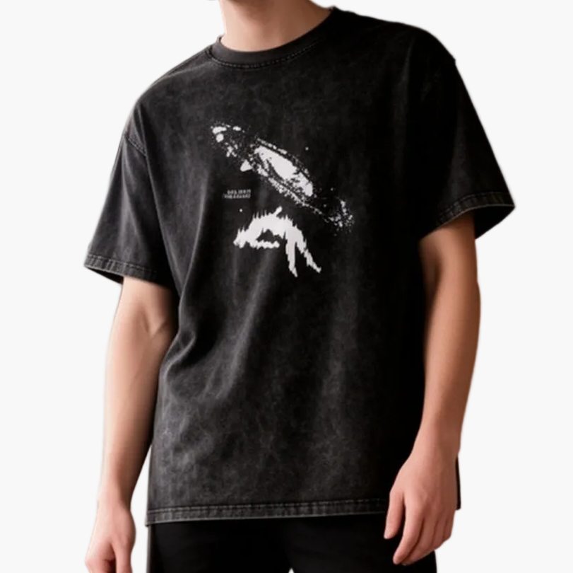 Herr T-shirt med grafiskt tryck, avslappnad stil för sommar, casual mode