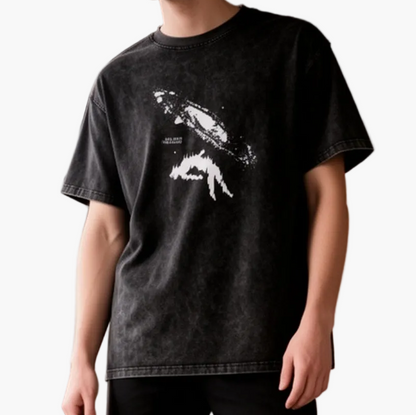 Herr T-shirt med grafiskt tryck, avslappnad stil för sommar, casual mode