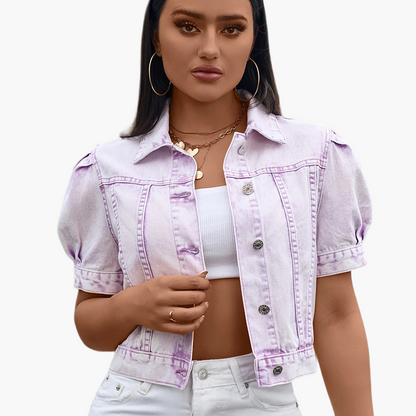 Dam Kort Jeansjacka Elegant Vår/Sommar Trendig Kortärmad