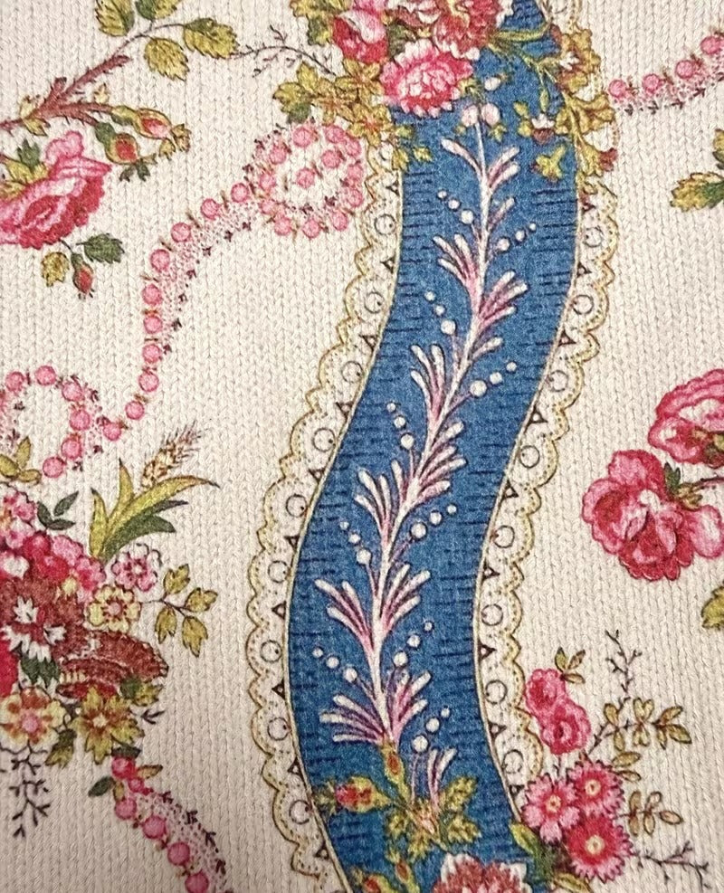 Kvinnors Blommig Tröja med Dragkedja och Ståkrage, Beige/Rosa/Blå Mönster