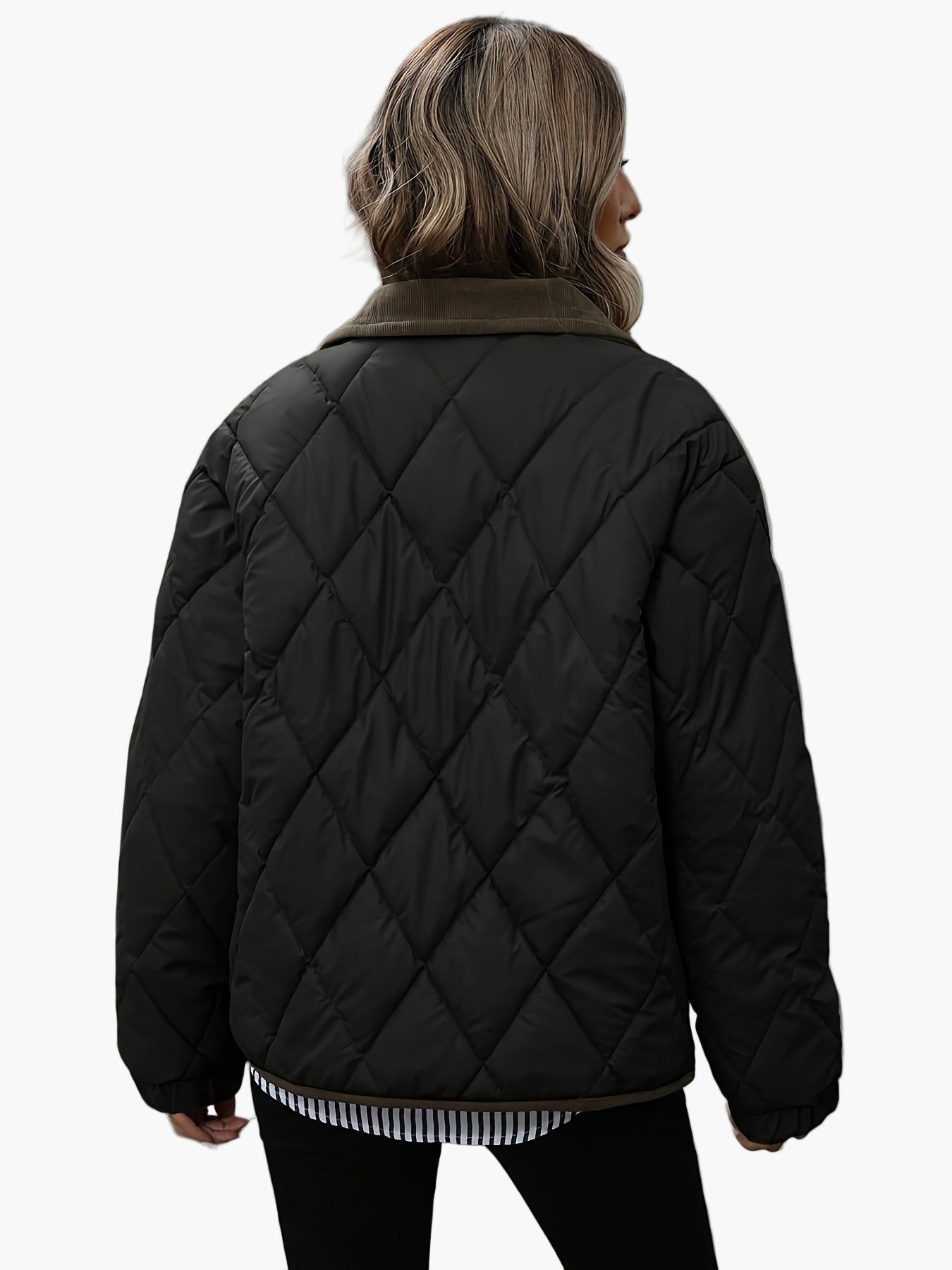 Dam Quilted Vintage Jacka för Vardagsbruk och Höstmode