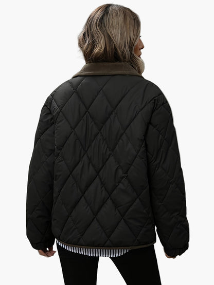 Dam Quilted Vintage Jacka för Vardagsbruk och Höstmode