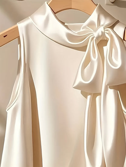 Damtop Elegant Ärmös med Rosettdetalj för Fest och Kvällsbruk