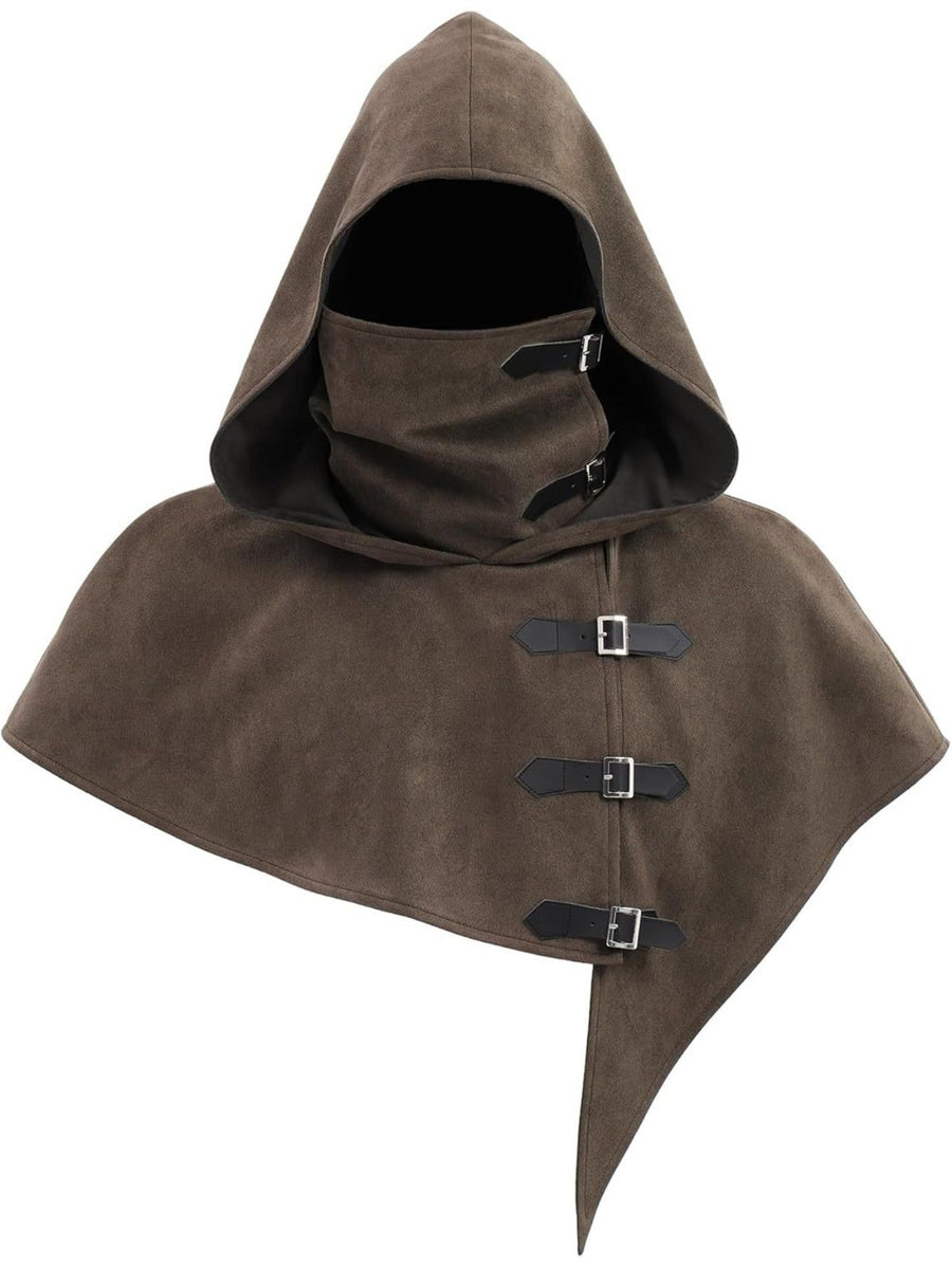 Unisex Huvkappa med Spännen, Ansiktsskydd och Hög Krage i Mjukt Material