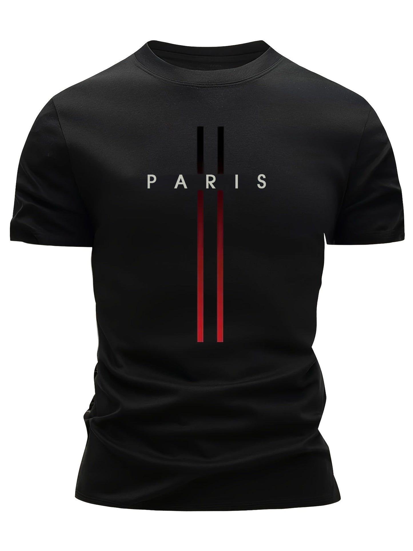 Herr T-shirt Paris Tryck Modern Sportstil Kortärmad