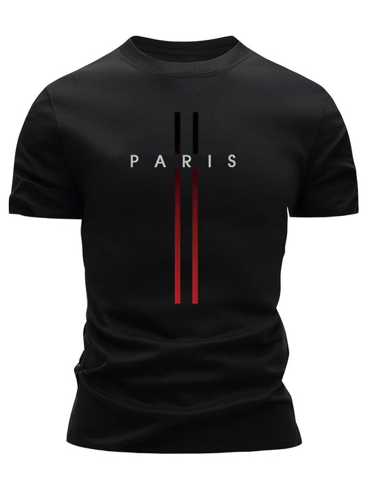 Herr T-shirt Paris Tryck Modern Sportstil Kortärmad