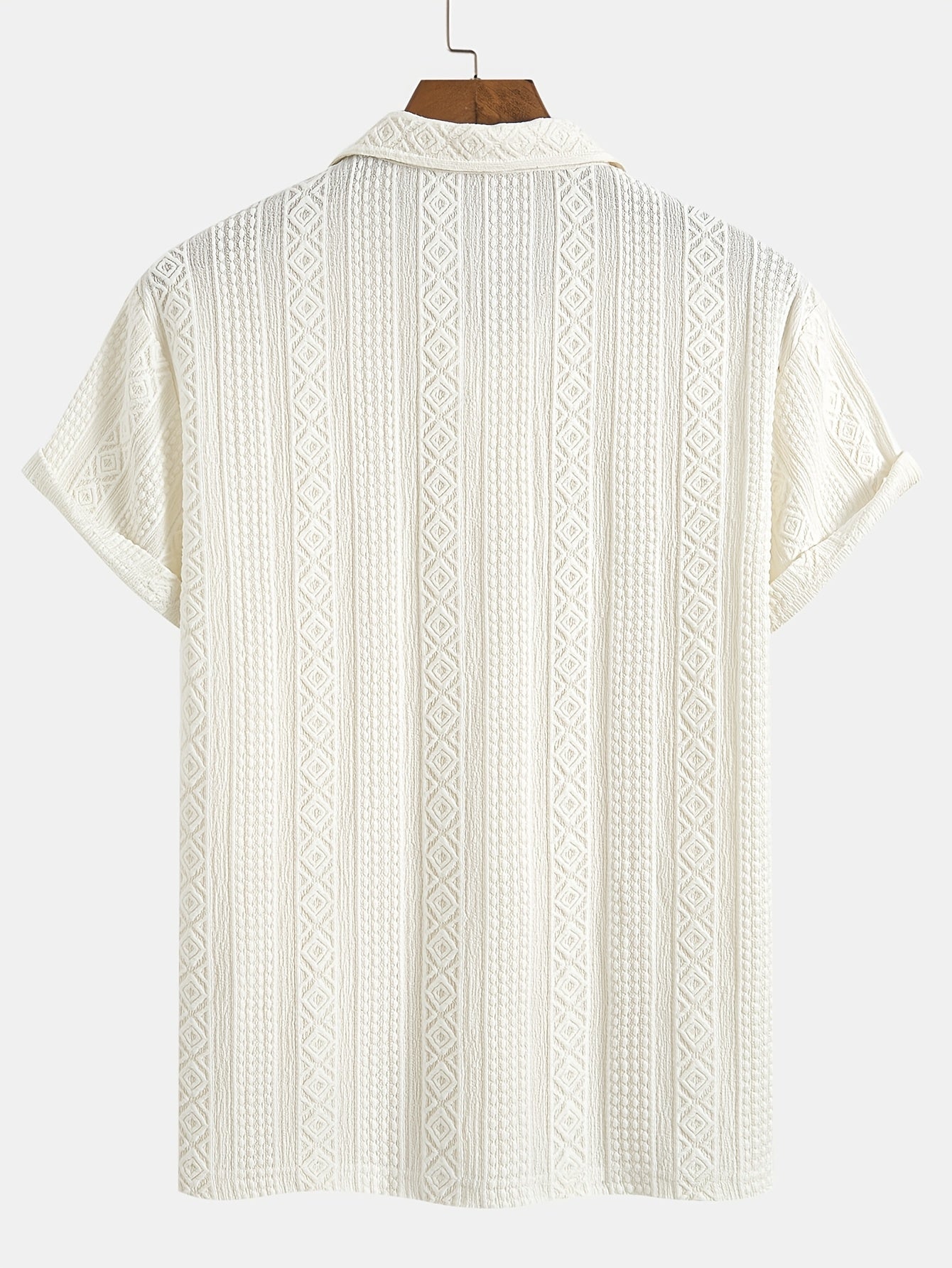 Herr Pikétröja med Texturerad Geometrisk Brodyr – Elegant och Avslappnad Stil för Vardagsbruk