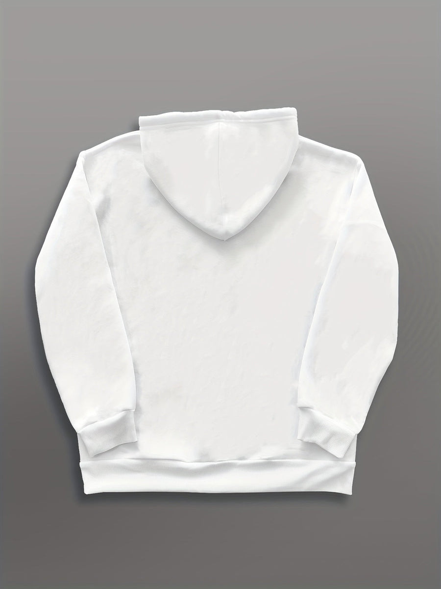 Unisex Hoodie med Kanintryck och Dragsko, Fickor, Mjukt Material