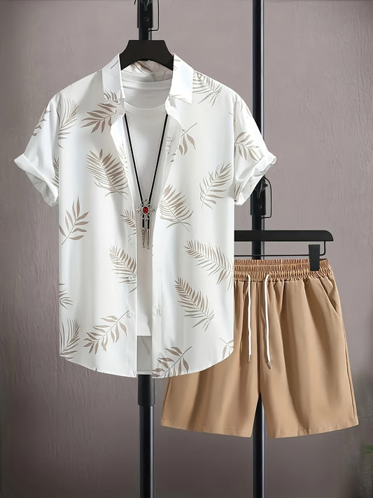 Herrset med tropisk skjorta och shorts – Sommaroutfit avslappnad stil