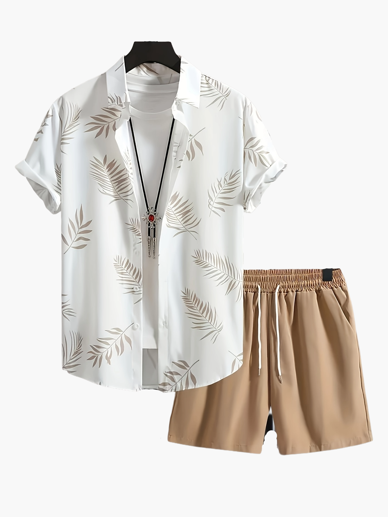Herrset med tropisk skjorta och shorts – Sommaroutfit avslappnad stil