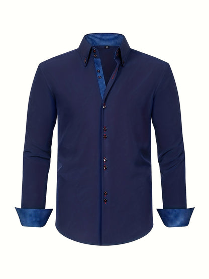 Herrskjorta Elegant Affärslook Långärmad Slim Fit – Perfekt för Kontor och Fest