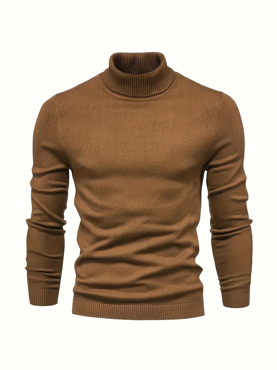Men’s Classic Ribbed Turtleneck Pullover Sweater