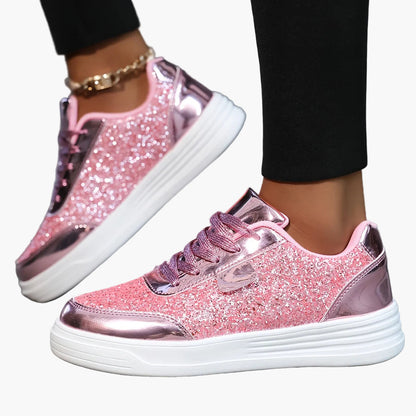 Dam Sneakers Plattform Glittrig Trendig Mode Promenadskor