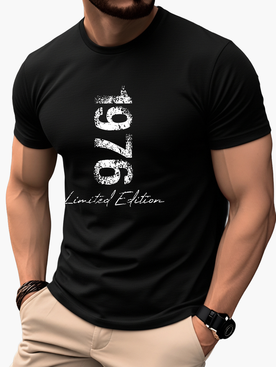 Herr T-shirt 1976 Limited Edition Retro Stil – Casual Trendig Kortärmad