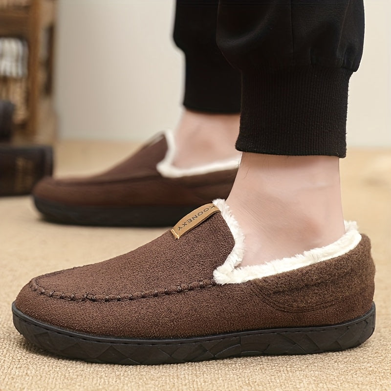 Bruna Inomhustofflor med Mjukt Foder för Herr, Moccasinstil