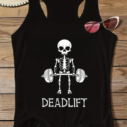 Damlinne med skelett deadlift-tryck – Sportig tränings- och gymstil