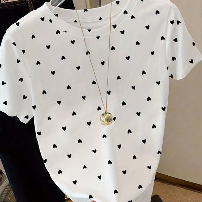 Dam T-shirt med Prickigt Elegant Mönster – Vardagsstil och Bekvämlighet