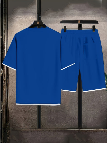 Herrarnas sportiga avslappnade set med t-shirt och shorts – perfekt för vardag och fritid