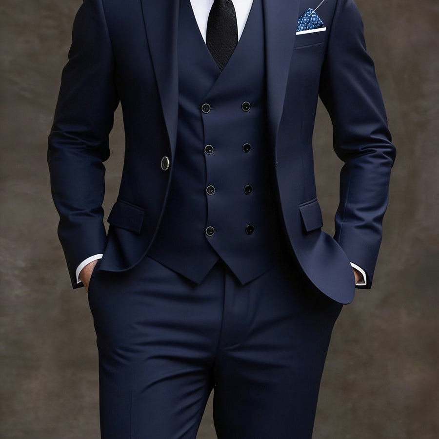 Men's 3-Piece Double-Breasted Slim Fit Suit