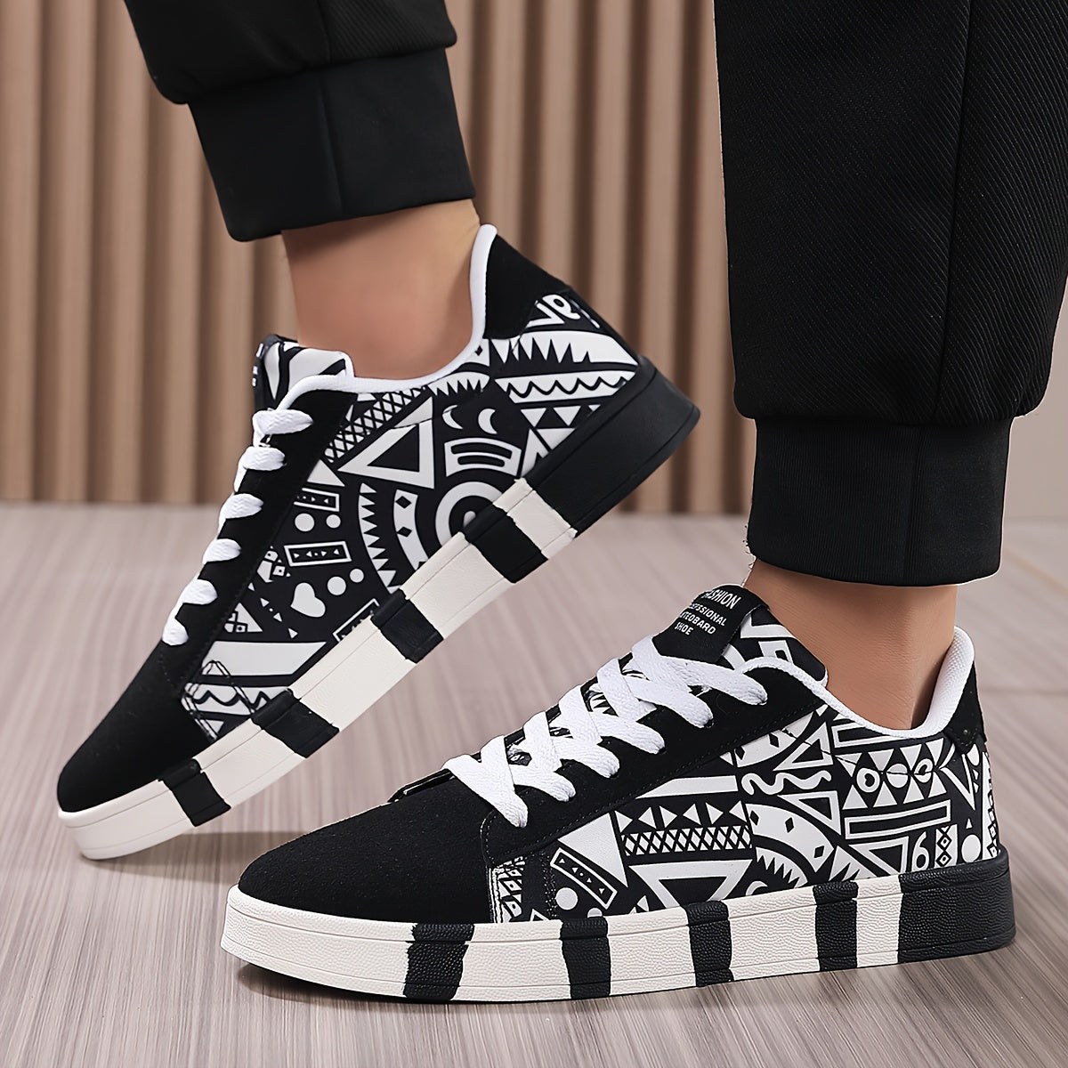 Herr Sneakers Streetwear Geometriskt Mönster Trendiga Fritidsskor