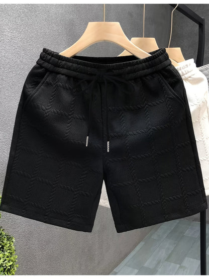 Herrshorts med Präglat Rutmönster – Modern Sportig Stil för Fritid och Träning