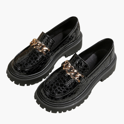 Damloafers med kedjedetalj och chunky sula – Mode Slip-on Skor för Vardag och Kontor