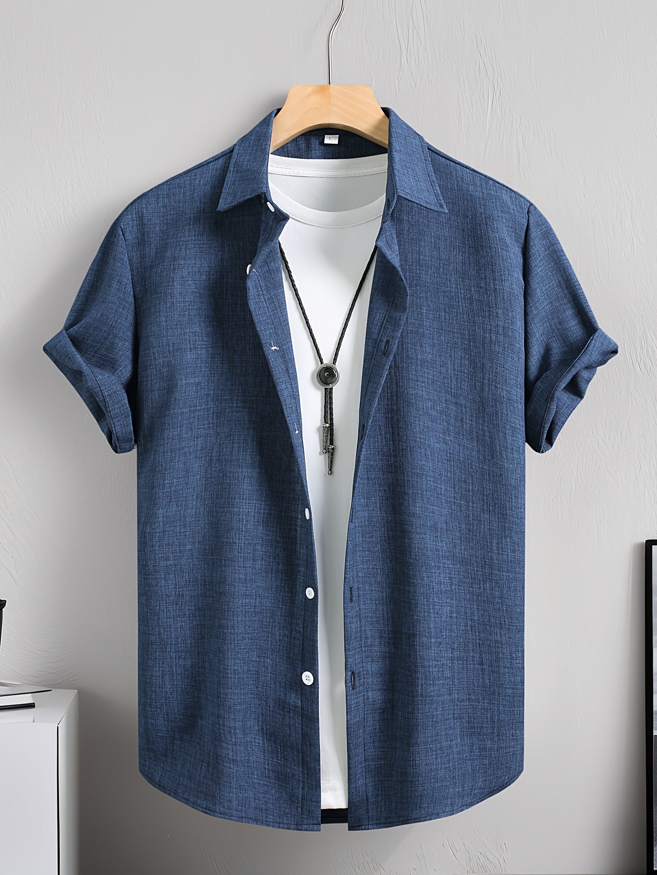 Herr Skjorta Kortärmad Casual Stil Perfekt för Sommar och Lediga Tillfällen