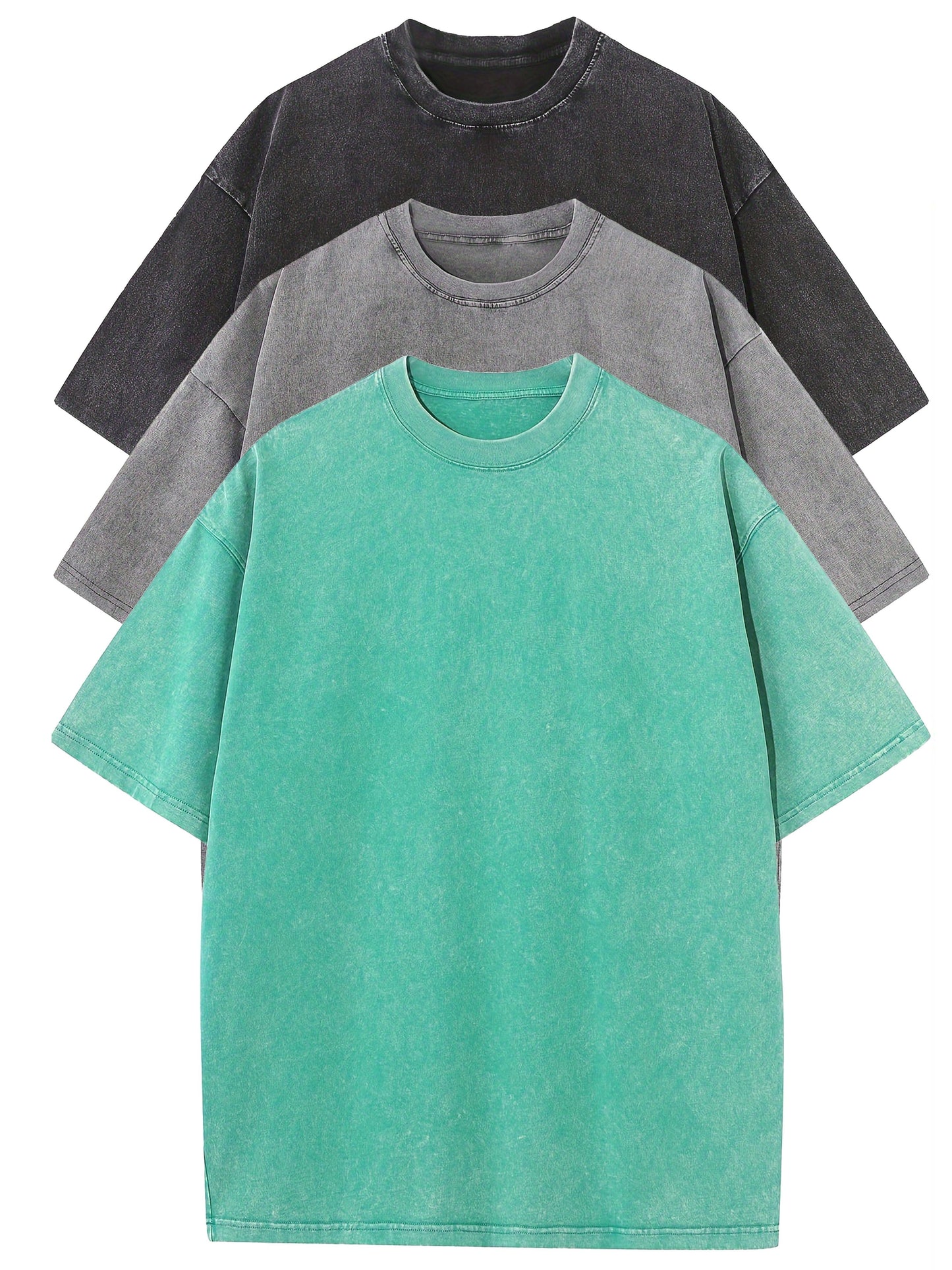 Herr T-shirt Oversize Vintage Look – Avslappnad Stil för Vardag och Fritid