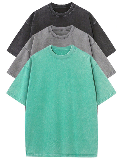 Herr T-shirt Oversize Vintage Look – Avslappnad Stil för Vardag och Fritid