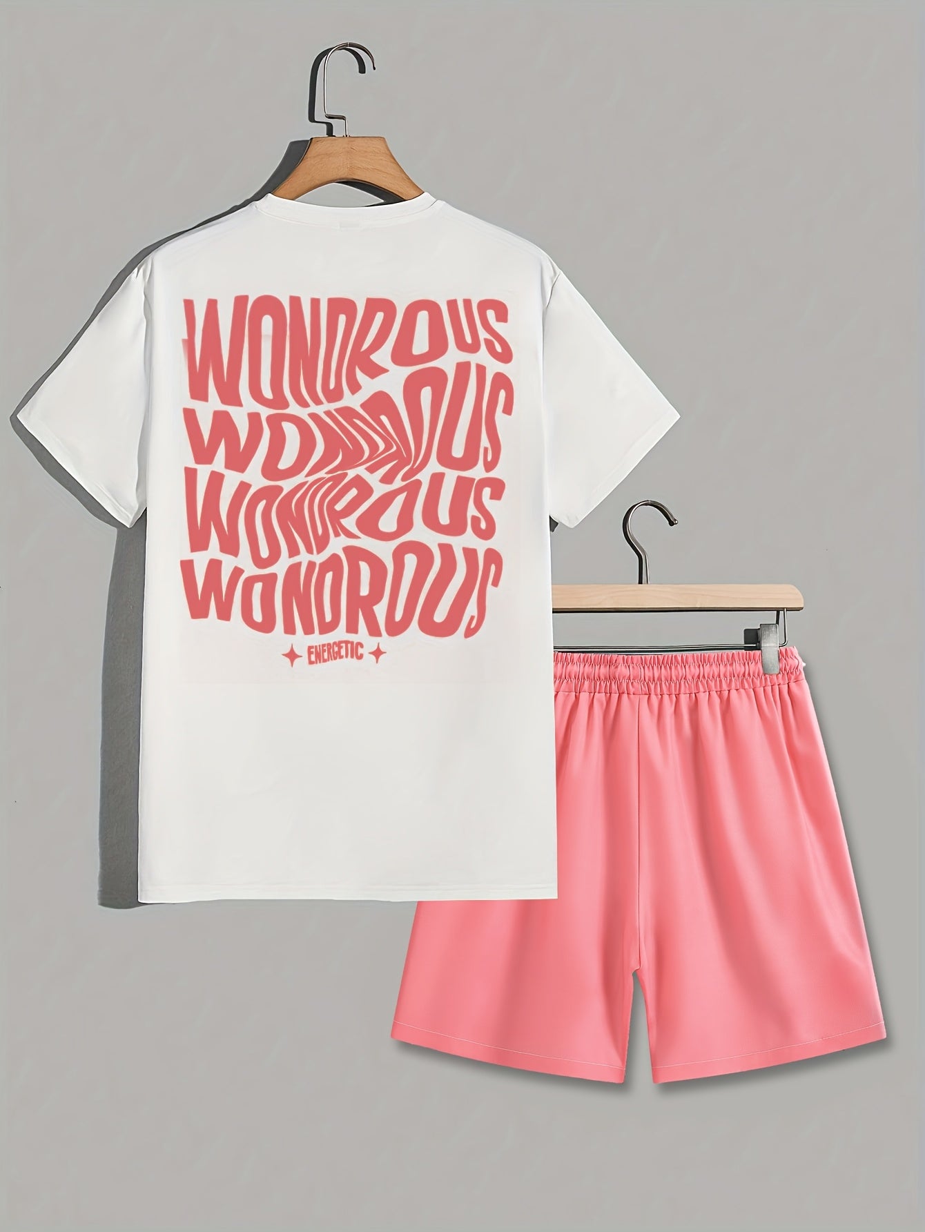 Herrset med T-shirt och Shorts, Modern Streetwear med Psykedeliskt Grafiskt Tryck, Avslappnad Passform